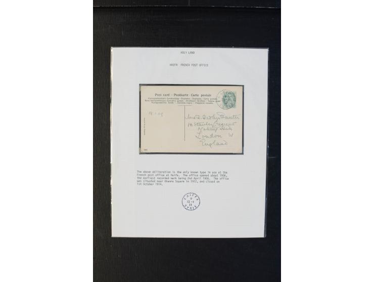 1863/1928 (ca.), Post in Palästina, 23 Briefe und Karten, dabei Frankreich Mi.-Nr. 20 und 23 mit GC 5089 auf Brief nach Züric