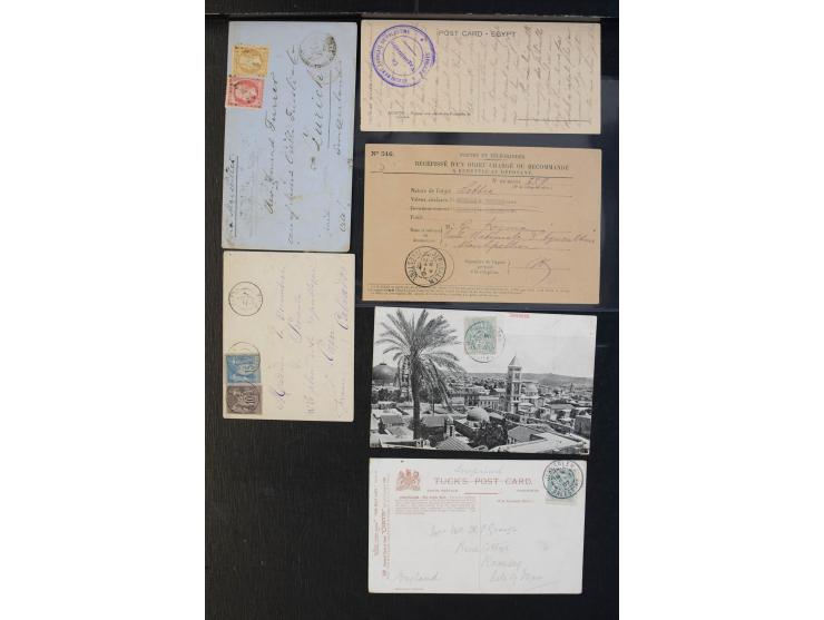 1863/1928 (ca.), Post in Palästina, 23 Briefe und Karten, dabei Frankreich Mi.-Nr. 20 und 23 mit GC 5089 auf Brief nach Züric