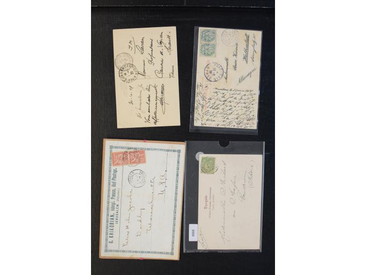 1863/1928 (ca.), Post in Palästina, 23 Briefe und Karten, dabei Frankreich Mi.-Nr. 20 und 23 mit GC 5089 auf Brief nach Züric