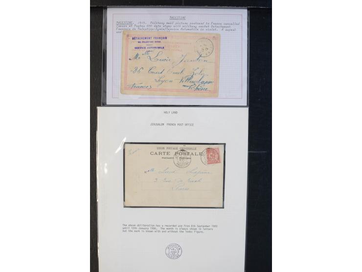 1863/1928 (ca.), Post in Palästina, 23 Briefe und Karten, dabei Frankreich Mi.-Nr. 20 und 23 mit GC 5089 auf Brief nach Züric