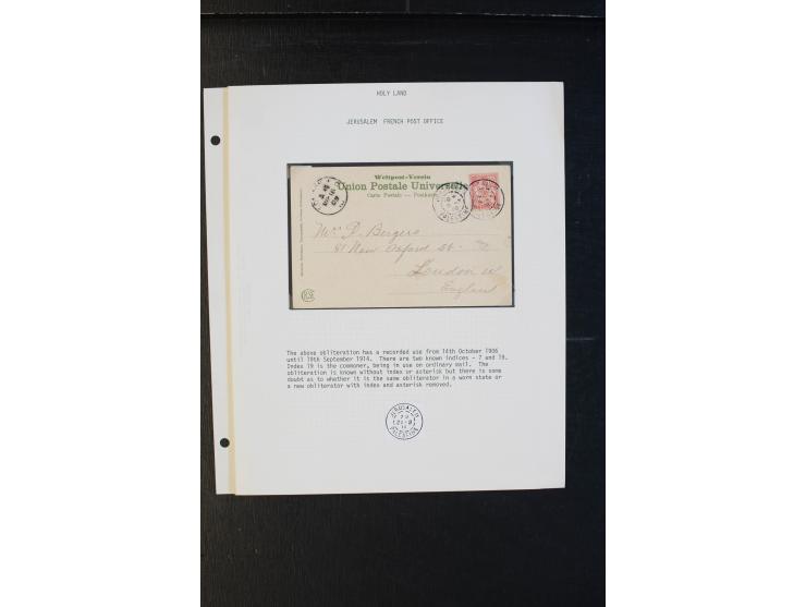 1863/1928 (ca.), Post in Palästina, 23 Briefe und Karten, dabei Frankreich Mi.-Nr. 20 und 23 mit GC 5089 auf Brief nach Züric