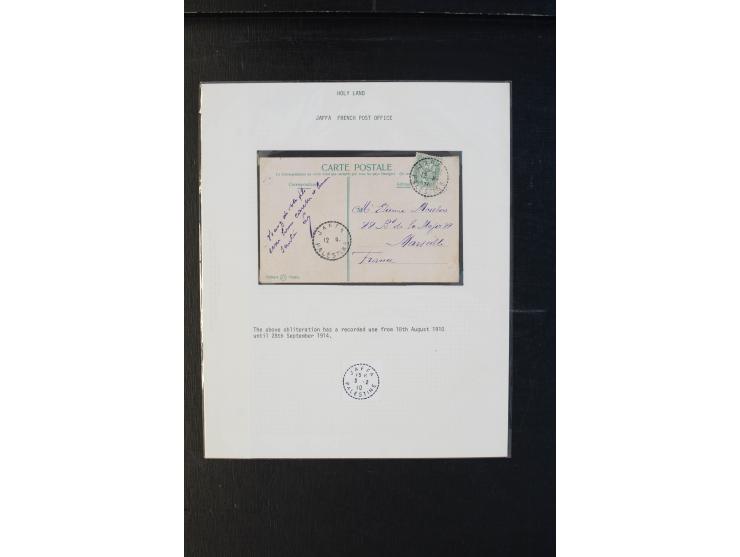 1863/1928 (ca.), Post in Palästina, 23 Briefe und Karten, dabei Frankreich Mi.-Nr. 20 und 23 mit GC 5089 auf Brief nach Züric