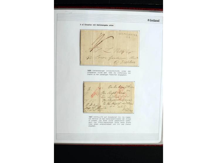 1740/1840 (ca.), überwiegend aufgezogene Sammlung von rund 50 Vorphila-Briefen, dabei viele interessante Stücke wie "S/IRELAN