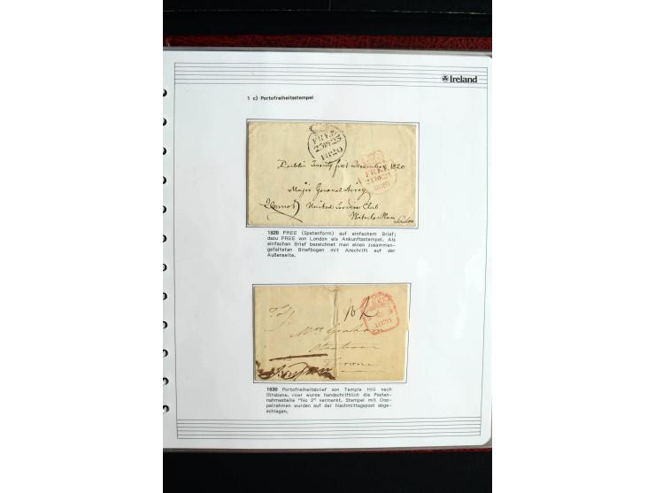 1740/1840 (ca.), überwiegend aufgezogene Sammlung von rund 50 Vorphila-Briefen, dabei viele interessante Stücke wie "S/IRELAN
