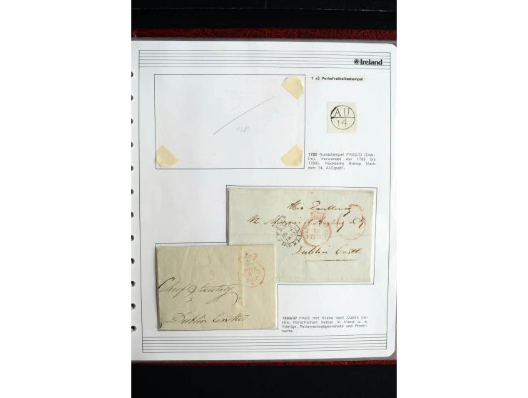 1740/1840 (ca.), überwiegend aufgezogene Sammlung von rund 50 Vorphila-Briefen, dabei viele interessante Stücke wie "S/IRELAN