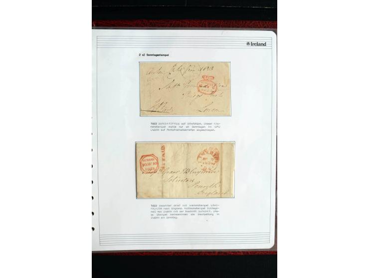 1740/1840 (ca.), überwiegend aufgezogene Sammlung von rund 50 Vorphila-Briefen, dabei viele interessante Stücke wie "S/IRELAN