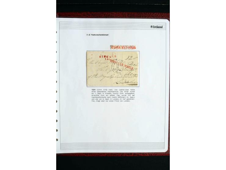 1740/1840 (ca.), überwiegend aufgezogene Sammlung von rund 50 Vorphila-Briefen, dabei viele interessante Stücke wie "S/IRELAN