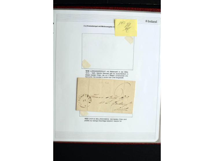 1740/1840 (ca.), überwiegend aufgezogene Sammlung von rund 50 Vorphila-Briefen, dabei viele interessante Stücke wie "S/IRELAN