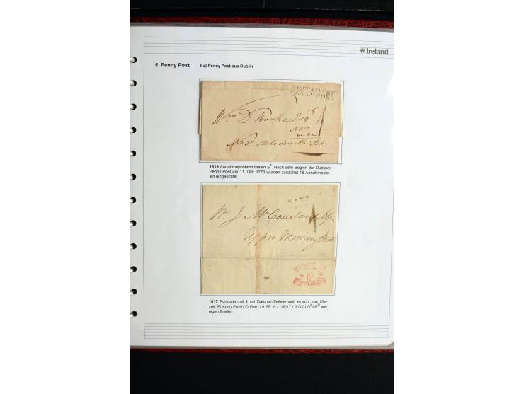 1740/1840 (ca.), überwiegend aufgezogene Sammlung von rund 50 Vorphila-Briefen, dabei viele interessante Stücke wie "S/IRELAN