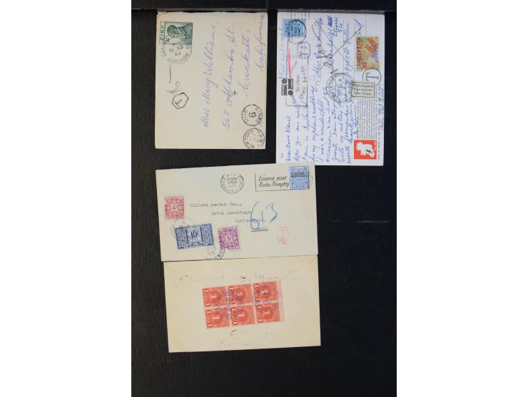 NACHPORTO: 1902/90, rund 40 Briefe und Karten mit irischen bzw. ausländischen Nachporto-Stempeln und -Frankaturen