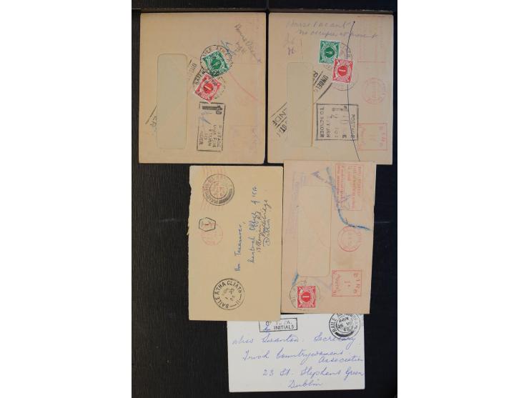 NACHPORTO: 1902/90, rund 40 Briefe und Karten mit irischen bzw. ausländischen Nachporto-Stempeln und -Frankaturen