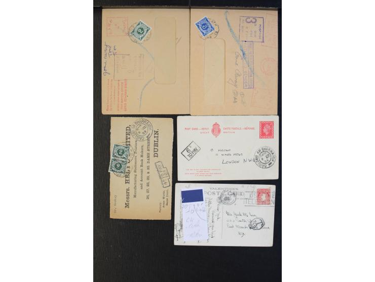 NACHPORTO: 1902/90, rund 40 Briefe und Karten mit irischen bzw. ausländischen Nachporto-Stempeln und -Frankaturen