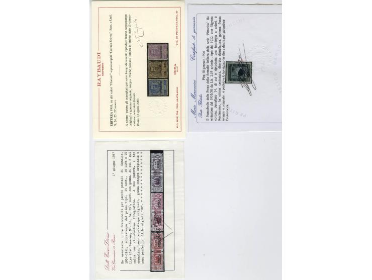 1863/38 (ca.), ungebrauchte Partie auf Albenblättern, dabei viele gute Werte, u.a. Italien Reklamemarken 92 R6-8, Ital. Somal