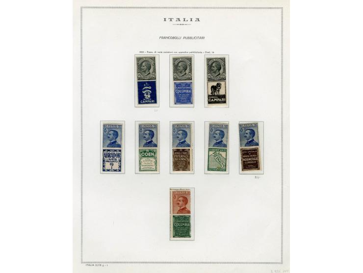 1863/38 (ca.), ungebrauchte Partie auf Albenblättern, dabei viele gute Werte, u.a. Italien Reklamemarken 92 R6-8, Ital. Somal