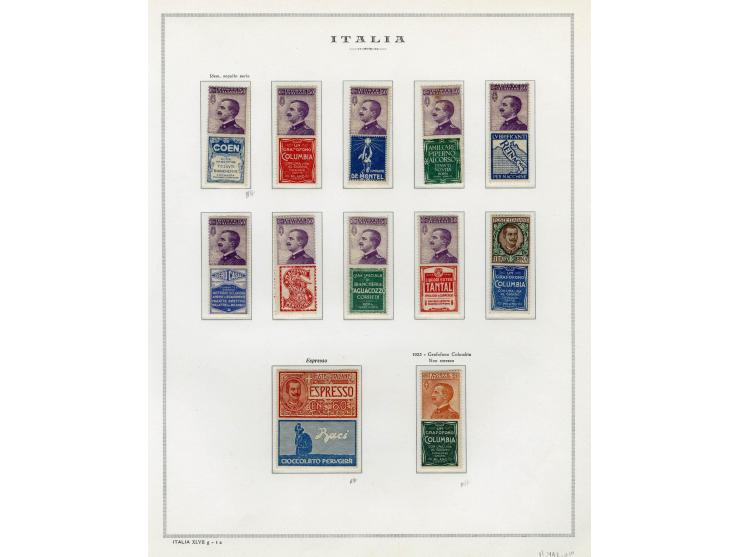 1863/38 (ca.), ungebrauchte Partie auf Albenblättern, dabei viele gute Werte, u.a. Italien Reklamemarken 92 R6-8, Ital. Somal