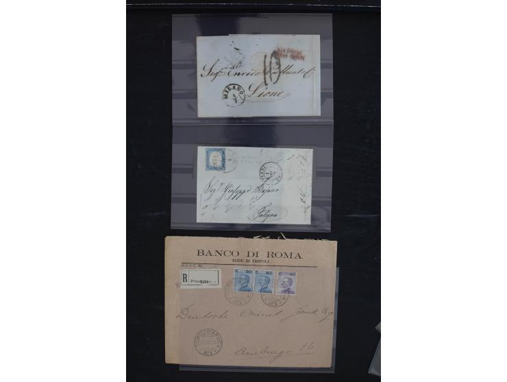 1810/1960 (ca.), ca. 50 Briefe, Karten und Ganzsachen inkl. etwas Gebiete, dabei viele interessante Vorphila-Briefe, Altitali