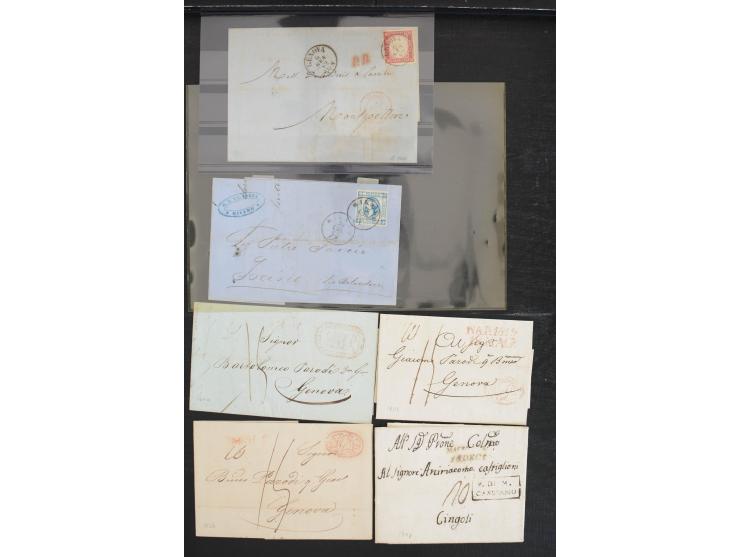 1810/1960 (ca.), ca. 50 Briefe, Karten und Ganzsachen inkl. etwas Gebiete, dabei viele interessante Vorphila-Briefe, Altitali