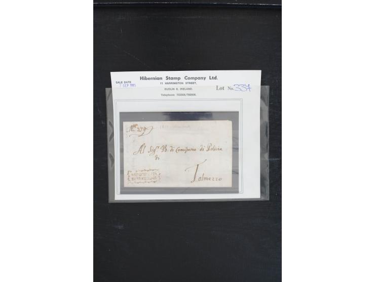 1810/1960 (ca.), ca. 50 Briefe, Karten und Ganzsachen inkl. etwas Gebiete, dabei viele interessante Vorphila-Briefe, Altitali