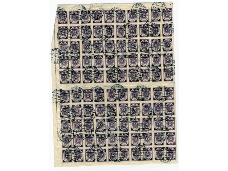 1918/19, postfrische und gestempelte Partie Bogen und Bogenteile, dabei Mi.-Nr. 1 in gefalteten postfrischen Bogen (im Rand H