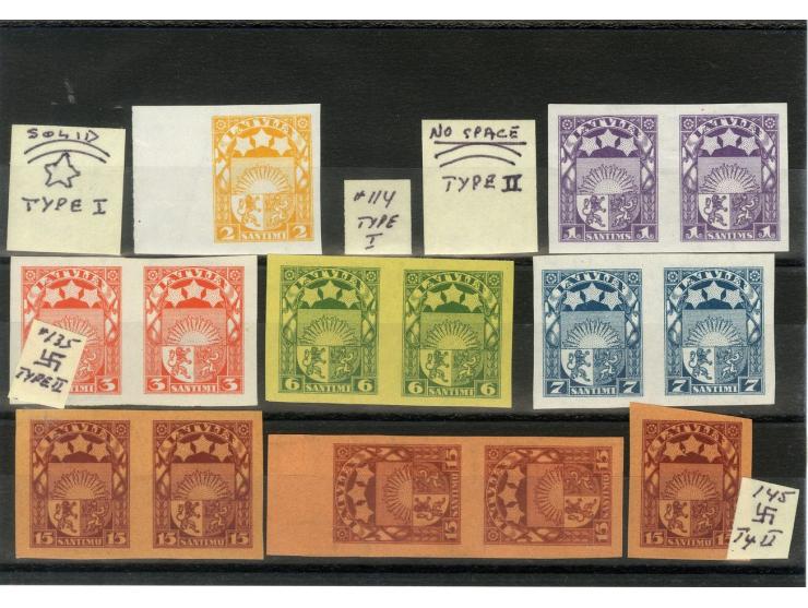 1927, interessante Partie Archivproben, dabei 9 waagerechte Paare und 6 Einzelwerte, gute Erhaltung