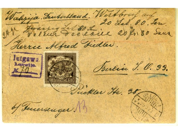 1859/1925, interessante Partie von 10 Briefen ab Vorphila, dabei 4 Wertbriefe, meist gute Erhaltung