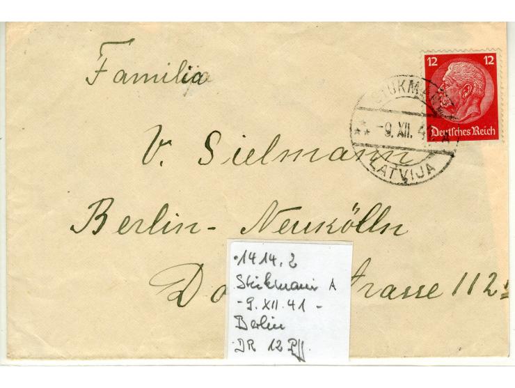 1919/44, interessanter Bestand von 20 Briefen, dabei Zensuren, R-Briefe, bessere Ganzsachen, Landespost 1941, Bahnpost-Ostlan