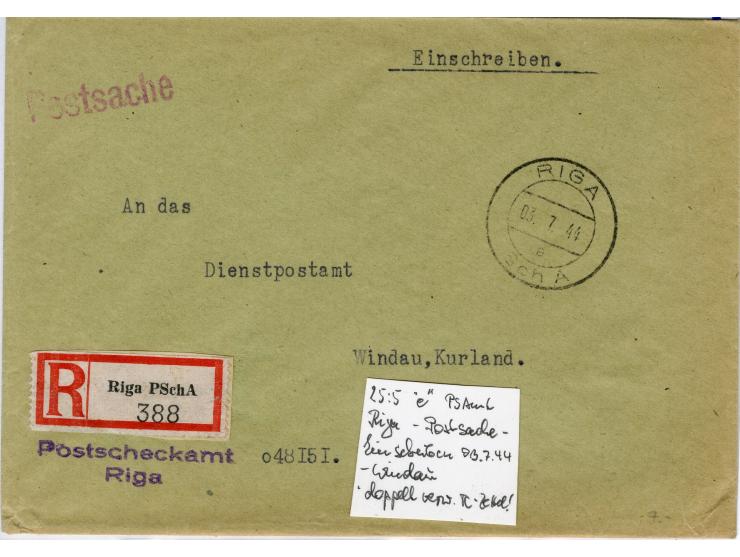 1919/44, interessanter Bestand von 20 Briefen, dabei Zensuren, R-Briefe, bessere Ganzsachen, Landespost 1941, Bahnpost-Ostlan