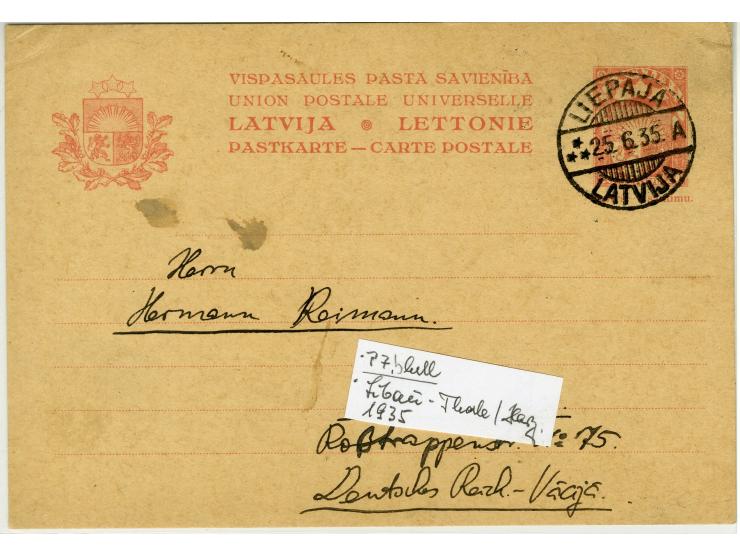 1919/44, interessanter Bestand von 20 Briefen, dabei Zensuren, R-Briefe, bessere Ganzsachen, Landespost 1941, Bahnpost-Ostlan