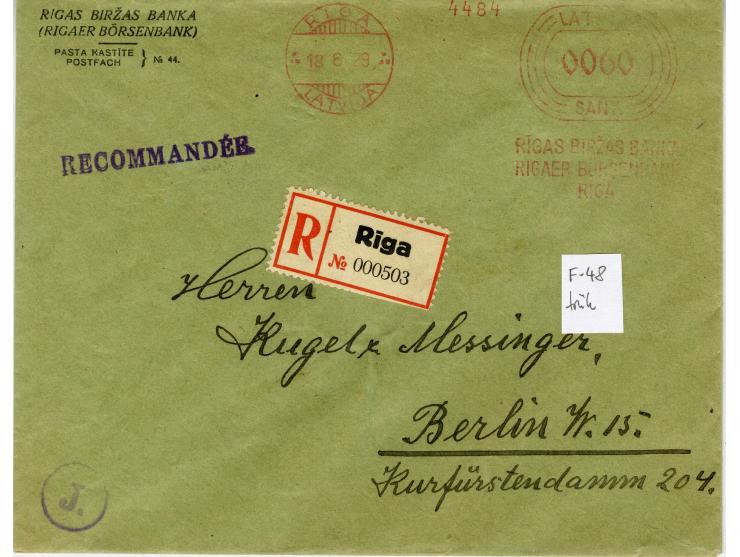 1919/44, interessanter Bestand von 20 Briefen, dabei Zensuren, R-Briefe, bessere Ganzsachen, Landespost 1941, Bahnpost-Ostlan