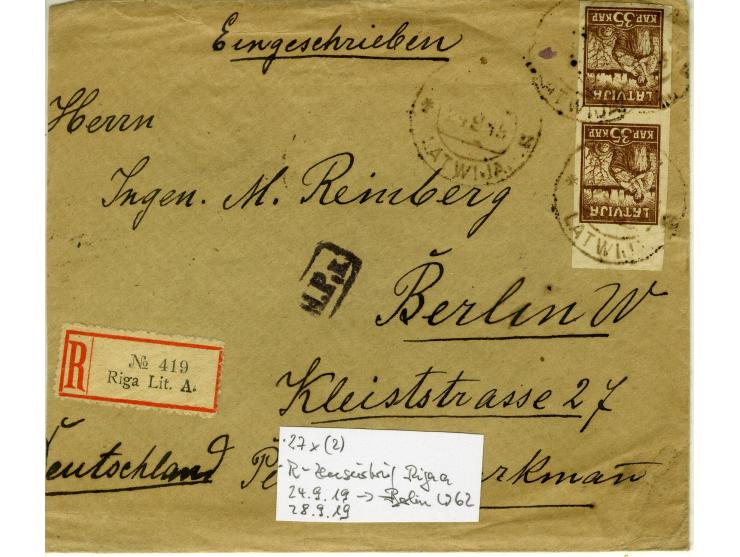 1919/44, interessanter Bestand von 20 Briefen, dabei Zensuren, R-Briefe, bessere Ganzsachen, Landespost 1941, Bahnpost-Ostlan