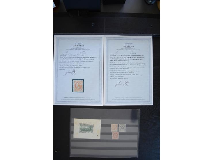 1852/1963 (ca.), postfrischer, ungebrauchter und gestempelter Bestand mit u.a. Mi.-Nr. 1 (19), 2 (16) sowie 2c mit rotem Stem