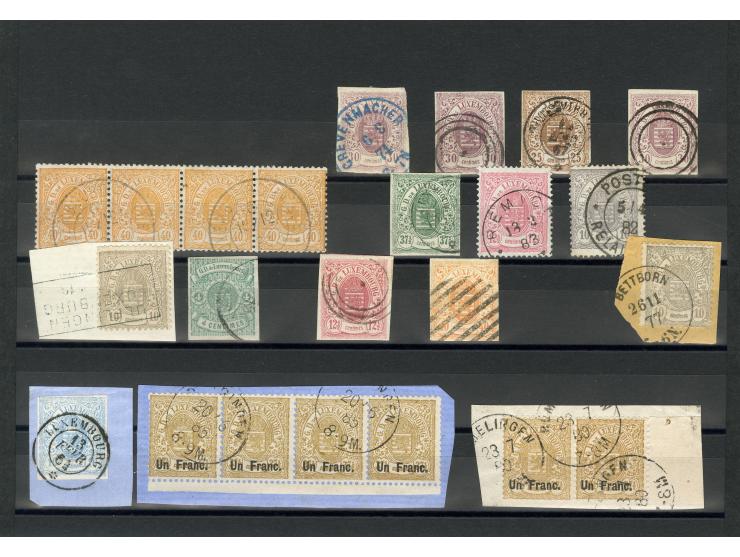 1859/80, gestempelte Partie mit über 100 Werten, dabei Briefstücke, Einheiten und seltene Stempel; einige signiert
