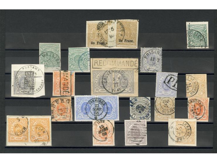 1859/80, gestempelte Partie mit über 100 Werten, dabei Briefstücke, Einheiten und seltene Stempel; einige signiert