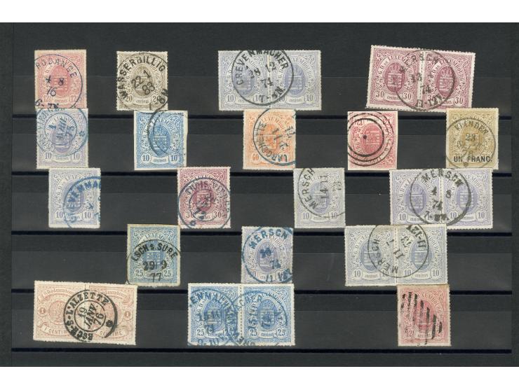 1859/80, gestempelte Partie mit über 100 Werten, dabei Briefstücke, Einheiten und seltene Stempel; einige signiert