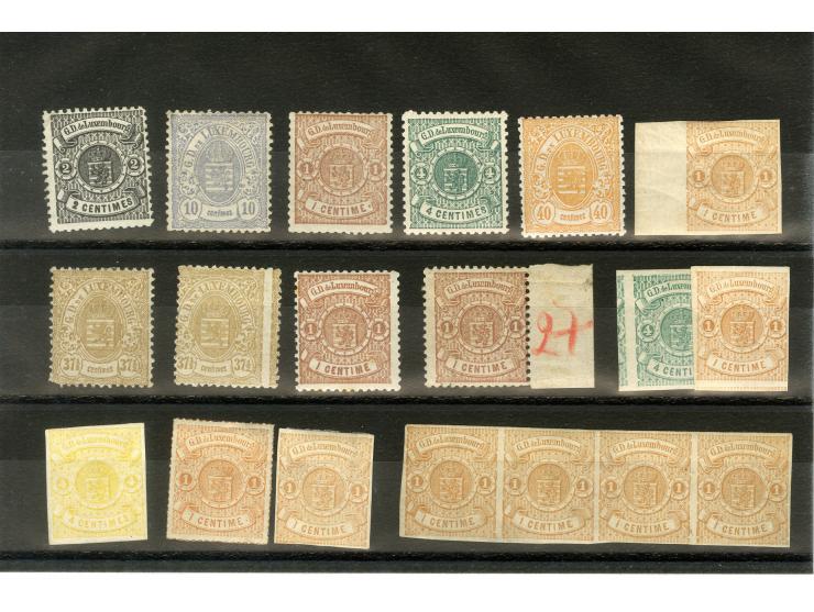 1865/80, ungebrauchte Partie mit guten Werten und einigen Einheiten; einige signiert