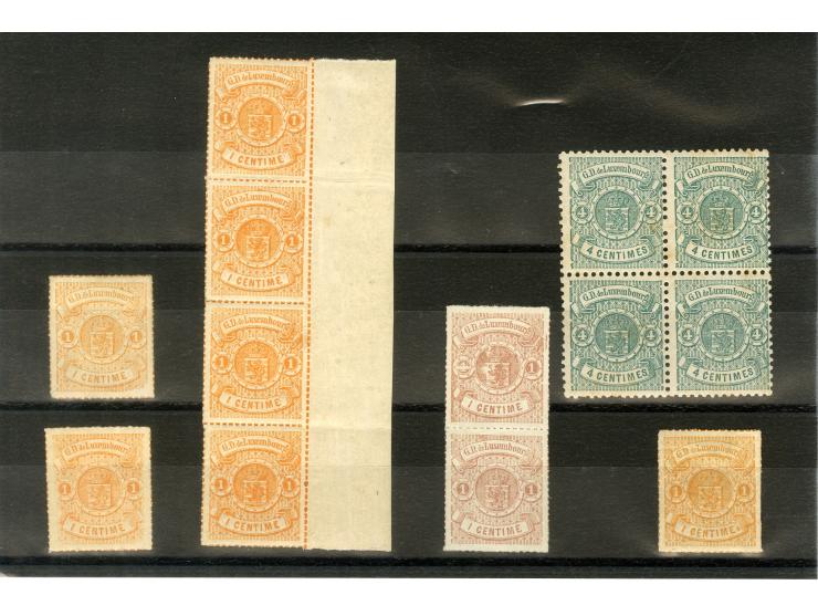 1865/80, ungebrauchte Partie mit guten Werten und einigen Einheiten; einige signiert