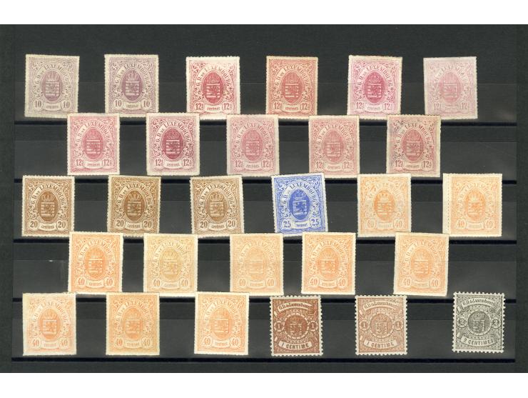 1865/80, ungebrauchte Partie mit guten Werten und einigen Einheiten; einige signiert