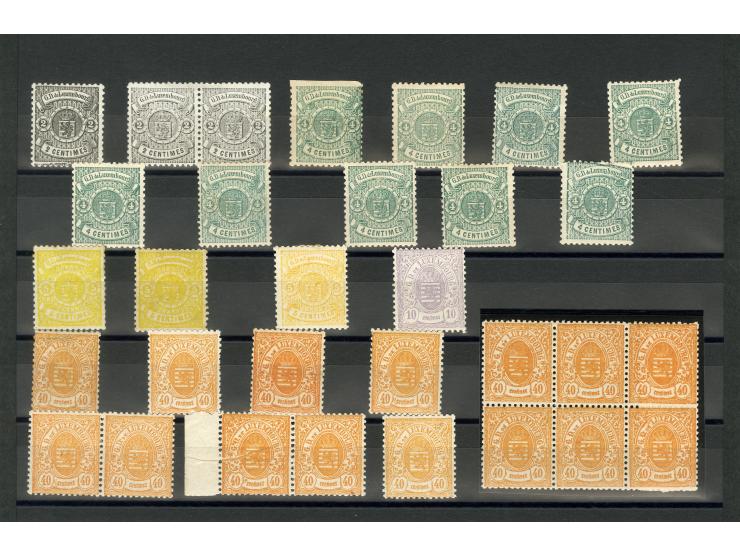 1865/80, ungebrauchte Partie mit guten Werten und einigen Einheiten; einige signiert