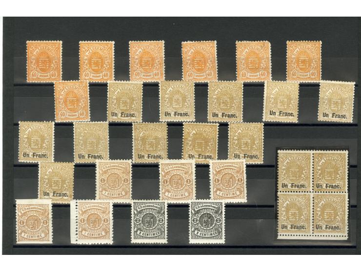 1865/80, ungebrauchte Partie mit guten Werten und einigen Einheiten; einige signiert