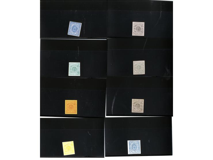 1875/80, Partie von rd. 100 Probedrucken (meist Essays de Bruk), dabei einige in Einheiten, teils sign.