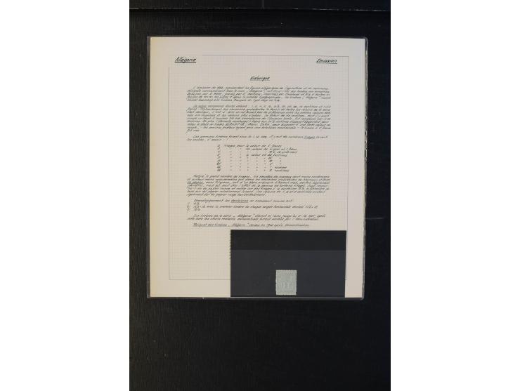 1882, Allegorie, kleine Sammlung Probedrucke, dabei gezähnter Probedruck 2 C. grün sowie Probedruck-Bogen mit kpl. Satz (5 ve