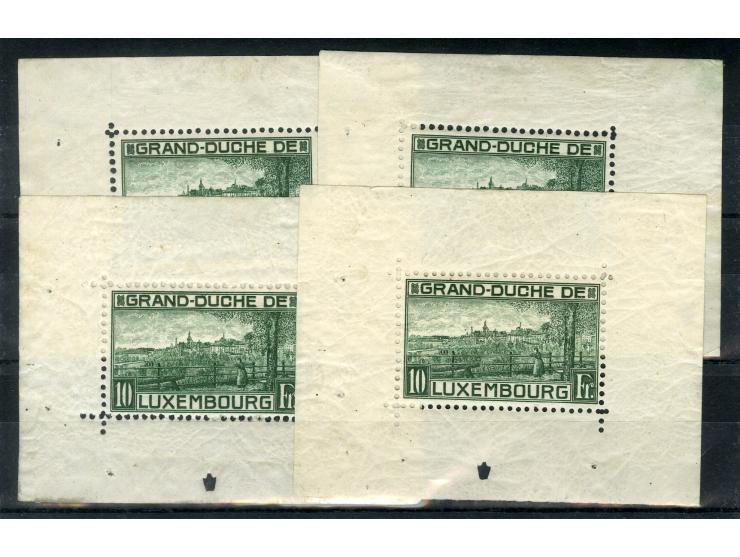 1921/23, Mi.-Nr.121 im Kleinbogen und Bl.1, je 4 Stück ungebraucht, für einen Block Attest Demuth AIEP