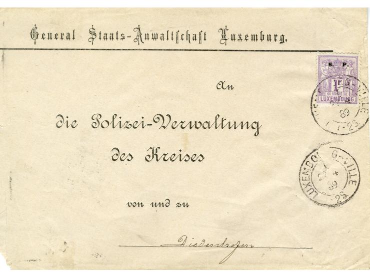 1882, Allegorie, 10 frankierte Briefe, dabei Einzelfrankatur 1 Fr. und 2 R-Briefe (einmal Mischfrankatur mit Marken ohne Aufd