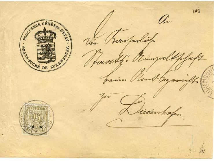 1882, Allegorie, 10 frankierte Briefe, dabei Einzelfrankatur 1 Fr. und 2 R-Briefe (einmal Mischfrankatur mit Marken ohne Aufd