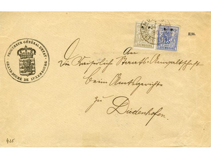 1882, Allegorie, 10 frankierte Briefe, dabei Einzelfrankatur 1 Fr. und 2 R-Briefe (einmal Mischfrankatur mit Marken ohne Aufd
