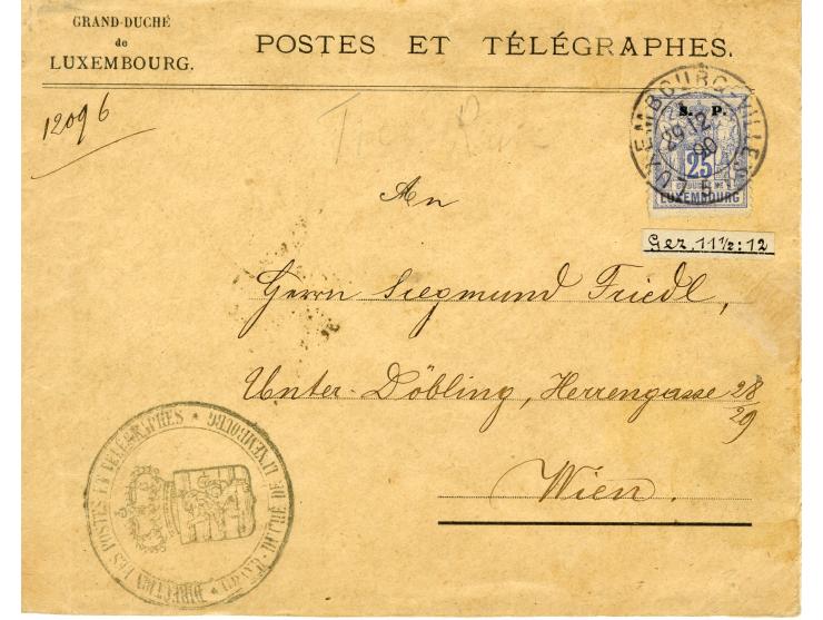 1882, Allegorie, 10 frankierte Briefe, dabei Einzelfrankatur 1 Fr. und 2 R-Briefe (einmal Mischfrankatur mit Marken ohne Aufd