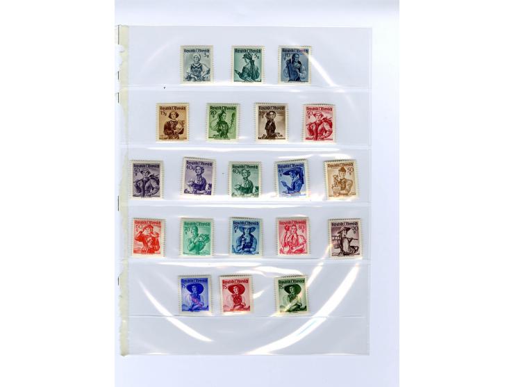 1890/1950 (ca.), Partie auf Albenblättern mit u.a. Mi.-Nr. 156, 177, 530-43U in senkrechten Paaren, 556A, 588, etc., dabei au