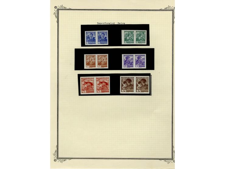 1890/1950 (ca.), Partie auf Albenblättern mit u.a. Mi.-Nr. 156, 177, 530-43U in senkrechten Paaren, 556A, 588, etc., dabei au