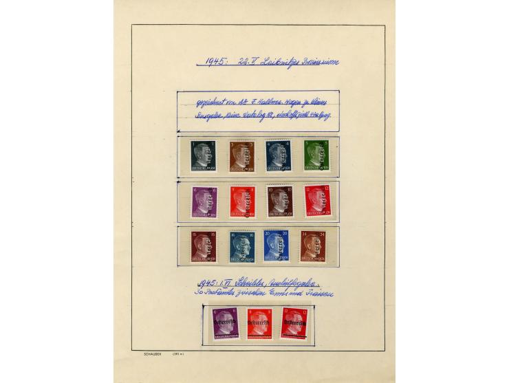 1890/1950 (ca.), Partie auf Albenblättern mit u.a. Mi.-Nr. 156, 177, 530-43U in senkrechten Paaren, 556A, 588, etc., dabei au