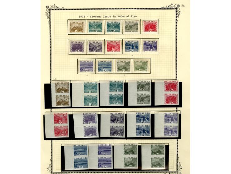 1890/1950 (ca.), Partie auf Albenblättern mit u.a. Mi.-Nr. 156, 177, 530-43U in senkrechten Paaren, 556A, 588, etc., dabei au